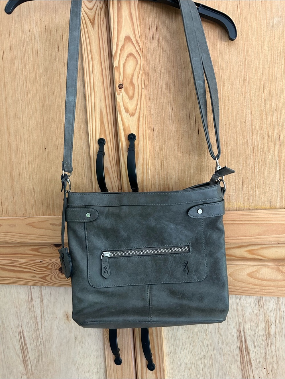 Browning Gray Concealed Crossbody Shoulder Bag Front Zip Pocket with locks